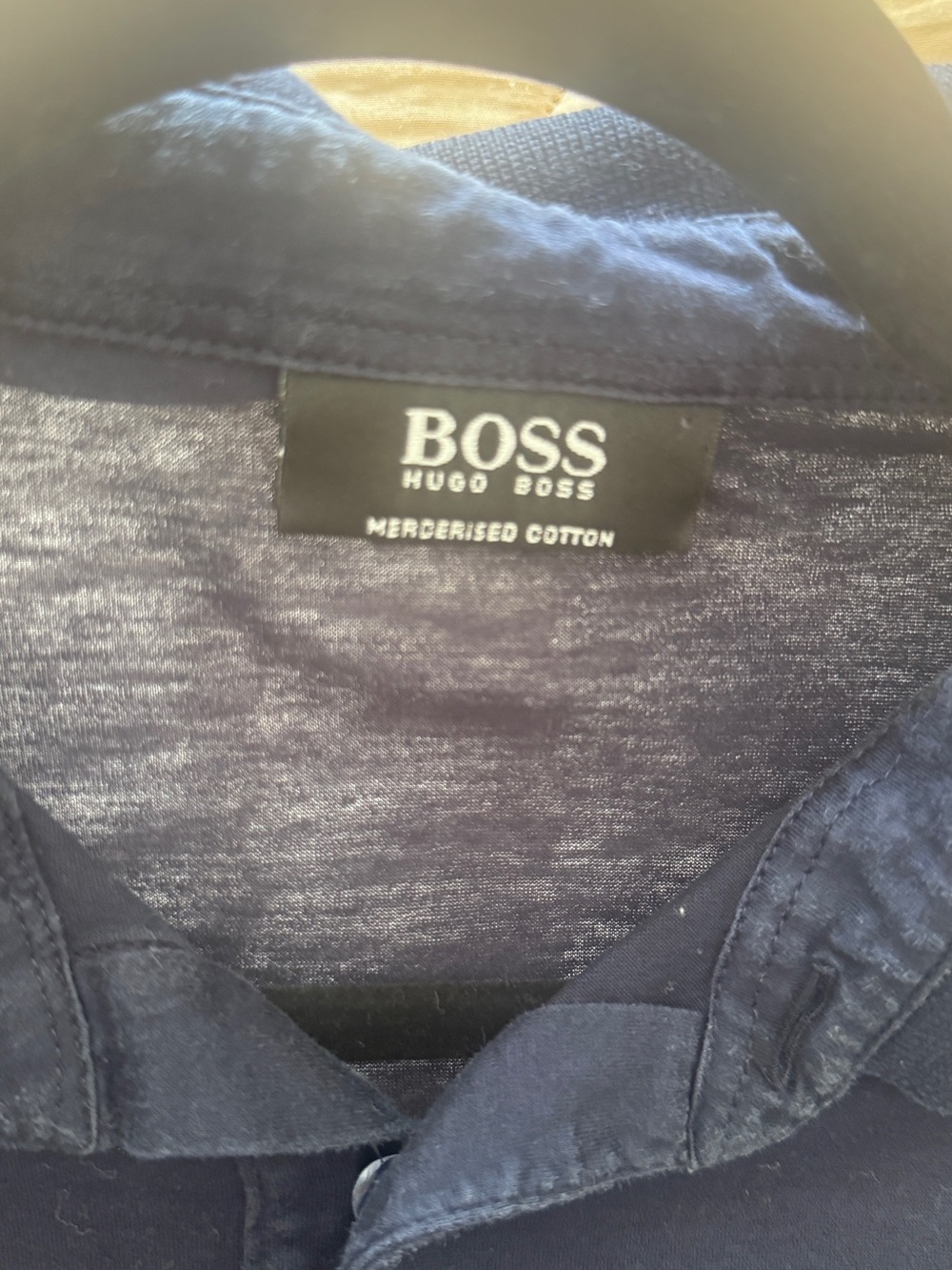 BOSS Hugo Boss Navy Blue Mercerised 100# Cotton Shirt size Medium like new